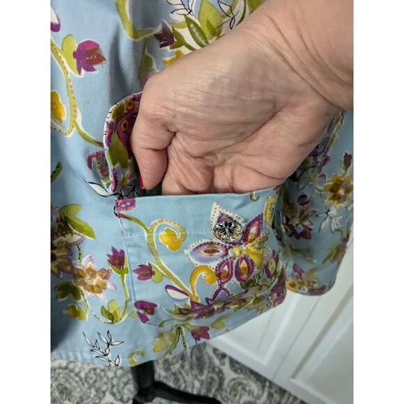 REDD Jeans Jacket Women's Sz 8 Blue Floral Iridescent Sequins Y2K Vtg Colorful - Picture 8 of 13